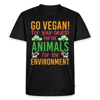 Vegan Vegan Lifestyle Animal Welfare Environmental Protection - Men's Premium Organic T-Shirt - black - Front - Nico (187cm)