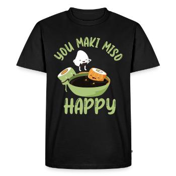 Funny sushi saying design - Men's Premium Organic T-Shirt - black - Front - Nico (187cm)