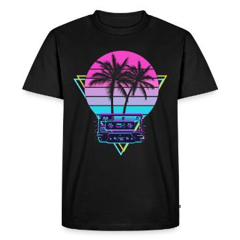 Vaporwave Aesthetic Wave - T-shirt Premium bio Homme - noir - Devant - Nico (187cm)
