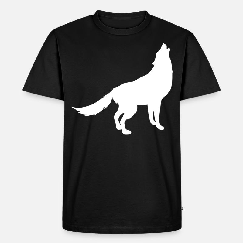 Wolf - Männer Premium Bio T-Shirt - Schwarz