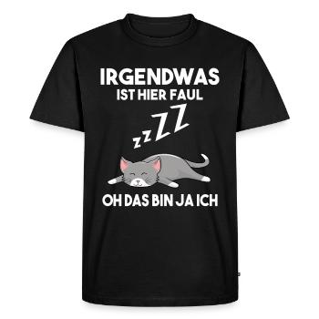 Irgendwas ist hier faul - Männer Premium Bio T-Shirt - Schwarz - Vorne - Nico (187cm)