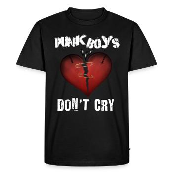 Punkboys Don't Cry Heart Friends Gift - Men's Premium Organic T-Shirt - black - Front - Nico (187cm)