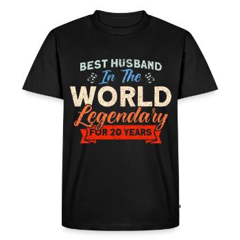 20e anniversaire de mariage Couple Design 20 ans de mariage - T-shirt Premium bio Homme - noir - Devant - Nico (187cm)