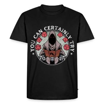 Dragon Jeux de rôle RPG - Tu peux essayer ! - T-shirt Premium bio Homme - noir - Devant - Nico (187cm)