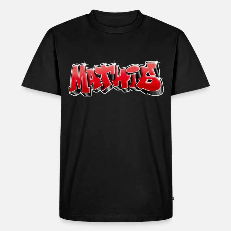 Mathis Graffiti Rot - Männer Premium Bio T-Shirt - Schwarz