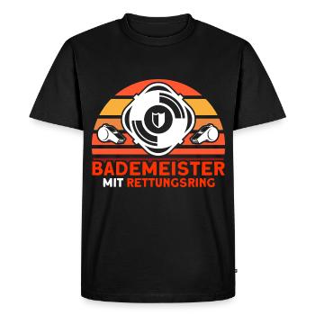 Bademeister Schwimmbad Lifeguard Rettungsschwimmer - Männer Premium Bio T-Shirt - Schwarz - Vorne - Nico (187cm)