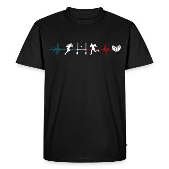 Rugby heartbeat France gift team - Men's Premium Organic T-Shirt - black - Front - Nico (187cm)