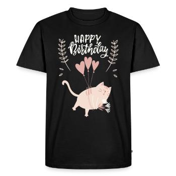 Anniversaire, gros chat, drôle de chat disant - T-shirt Premium bio Homme - noir - Devant - Nico (187cm)