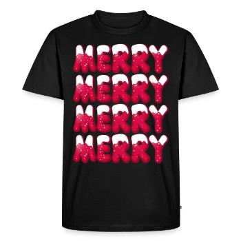 Noël Merry-Christmas Typographie Merry Merry - T-shirt Premium bio Homme - noir - Devant - Nico (187cm)