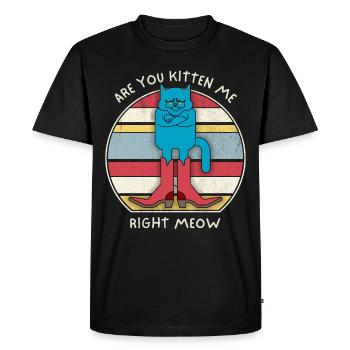 Drôle de chat disant, chat, bottes de chat, jeu de mots - T-shirt Premium bio Homme - noir - Devant - Nico (187cm)