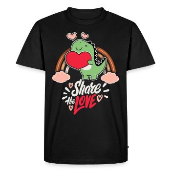 Drôle de dinosaure Amour-Amour Saint-Valentin - T-shirt Premium bio Homme - noir - Devant - Nico (187cm)
