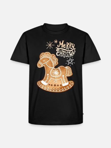 Gingerbread Cheval gingerbread-cheval Noël - T-shirt Premium bio Homme - noir