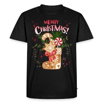 Bottes en pain d’épice de Noël, Saint-Nicolas - T-shirt Premium bio Homme - noir - Devant - Nico (187cm)
