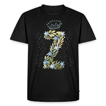 Lettre monogramme Z avec couronne, ornement floral - T-shirt Premium bio Homme - noir - Devant - Nico (187cm)