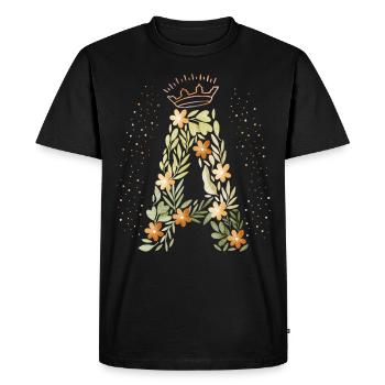 Lettre monogramme A avec couronne, ornement floral - T-shirt Premium bio Homme - noir - Devant - Nico (187cm)