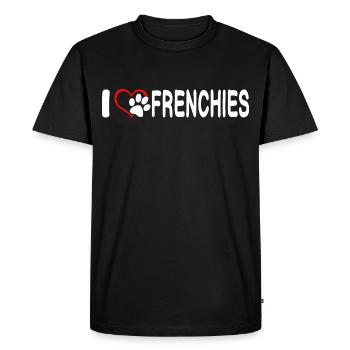 I love Frenchies - Men's Premium Organic T-Shirt - black - Front - Nico (187cm)