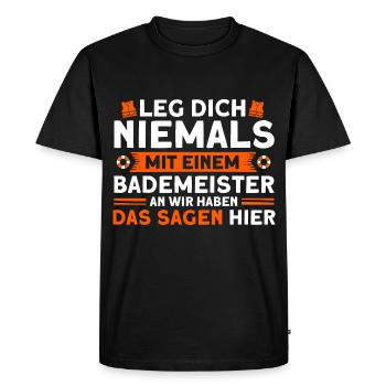 Sauveteur Piscine Sauveteur Sauveteur Sauveteur - T-shirt Premium bio Homme - noir - Devant - Nico (187cm)