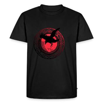 Odin's raven flies over the world of the Vikings - Men's Premium Organic T-Shirt - black - Front - Nico (187cm)