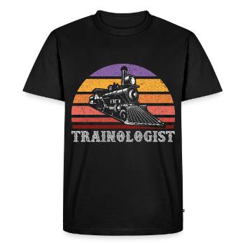 Train driver locomotive - Men's Premium Organic T-Shirt - black - Front - Nico (187cm)