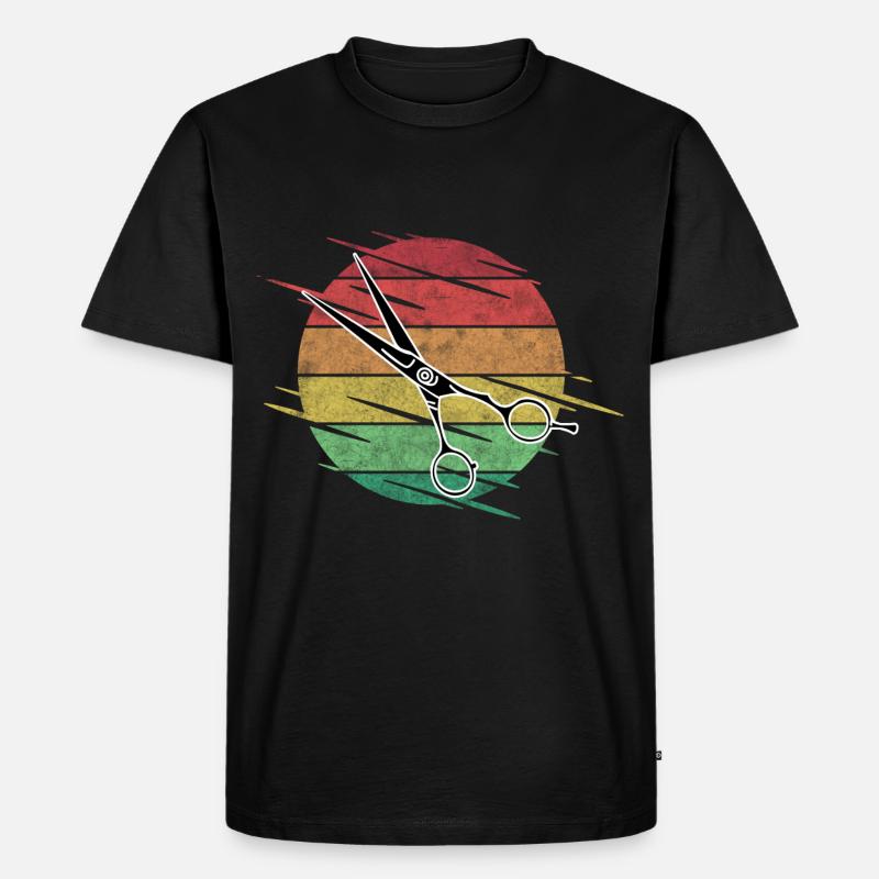 Friseur Schere - Männer Premium Bio T-Shirt - Schwarz