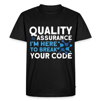 Qa Engineer QA Tester Testeur de logiciels - T-shirt Premium bio Homme - noir - Devant - Nico (187cm)