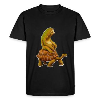 Paresse sur tortue - T-shirt Premium bio Homme - noir - Devant - Nico (187cm)