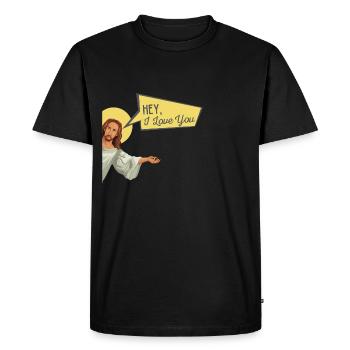 Jésus t’aime le sort drôle de cadeau - T-shirt Premium bio Homme - noir - Devant - Nico (187cm)