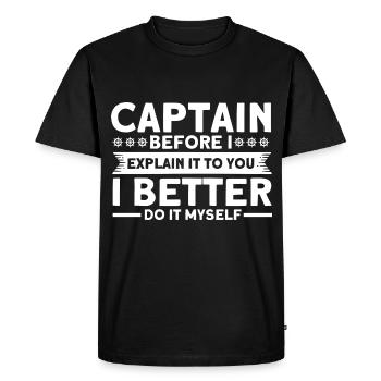 Lovers of the boat Boat Captain Captains - Men's Premium Organic T-Shirt - black - Front - Nico (187cm)