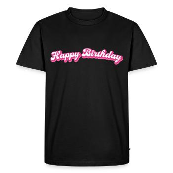 Joyeux anniversaire Félicitations - T-shirt Premium bio Homme - noir - Devant - Nico (187cm)