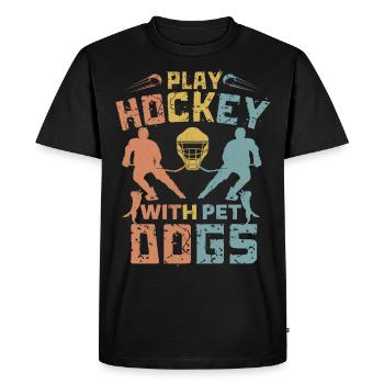 Play Hockey With Pet Dogs - Men's Premium Organic T-Shirt - black - Front - Nico (187cm)