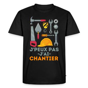 chantier de construction worker maçon - T-shirt Premium bio Homme - noir - Devant - Nico (187cm)