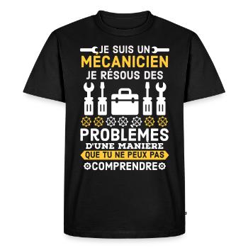 Je suis un mécanicien - T-shirt Premium bio Homme - noir - Devant - Nico (187cm)