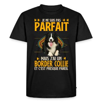 Humour border collie 4 - T-shirt Premium bio Homme - noir - Devant - Nico (187cm)