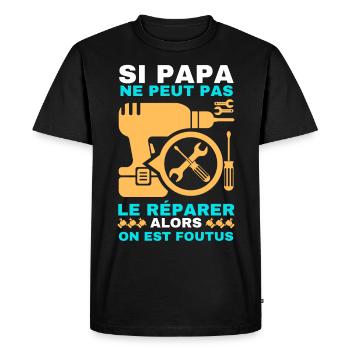 Papa réparateur 3 - T-shirt Premium bio Homme - noir - Devant - Nico (187cm)