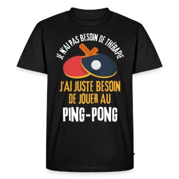 Jouer au ping pong - T-shirt Premium bio Homme - noir - Devant - Nico (187cm)