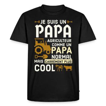 Papa agriculteur 5 - T-shirt Premium bio Homme - noir - Devant - Nico (187cm)