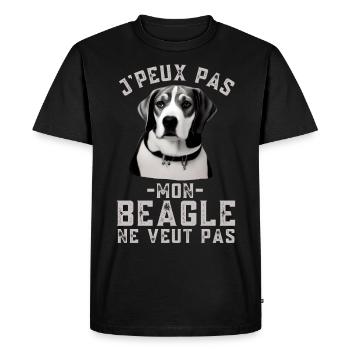 Humour beagle 1 - T-shirt Premium bio Homme - noir - Devant - Nico (187cm)