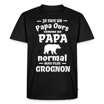 Papa Ours grognon 1 - T-shirt Premium bio Homme - noir - Devant - Nico (187cm)