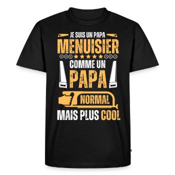 Papa Menuisier très cool - T-shirt Premium bio Homme - noir - Devant - Nico (187cm)
