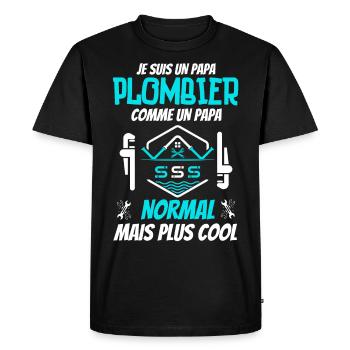 Papa plombier très cool - T-shirt Premium bio Homme - noir - Devant - Nico (187cm)
