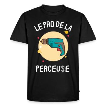 Pro de la perceuse - T-shirt Premium bio Homme - noir - Devant - Nico (187cm)