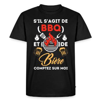 Barbecue et bière 2 - T-shirt Premium bio Homme - noir - Devant - Nico (187cm)