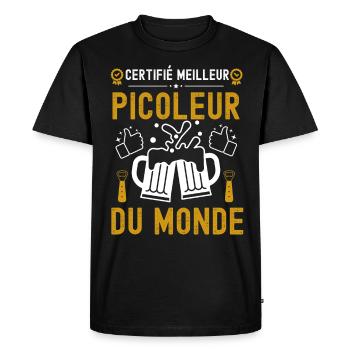 Certifié meilleur picoleur du monde 2 - T-shirt Premium bio Homme - noir - Devant - Nico (187cm)
