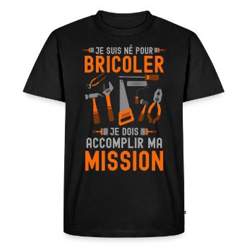 Né pour bricoler - T-shirt Premium bio Homme - noir - Devant - Nico (187cm)