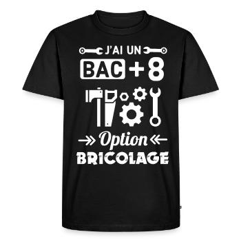 J ai un bac plus 8 option bricolage - T-shirt Premium bio Homme - noir - Devant - Nico (187cm)