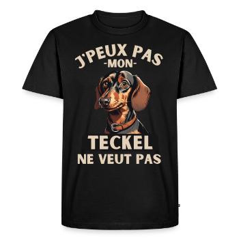 Chien de race TECKEL - T-shirt Premium bio Homme - noir - Devant - Nico (187cm)