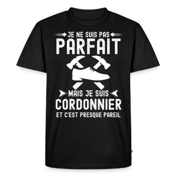 cordonnier cuir - T-shirt Premium bio Homme - noir - Devant - Nico (187cm)