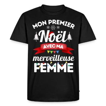 premier noel avec ma merveilleuse femme 2 - T-shirt Premium bio Homme - noir - Devant - Nico (187cm)