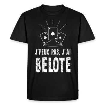 Jeu de cartes poker belote - T-shirt Premium bio Homme - noir - Devant - Nico (187cm)
