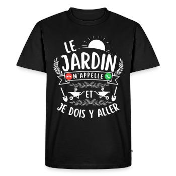 Humour jardinage jardin jardiner jardinière - T-shirt Premium bio Homme - noir - Devant - Nico (187cm)